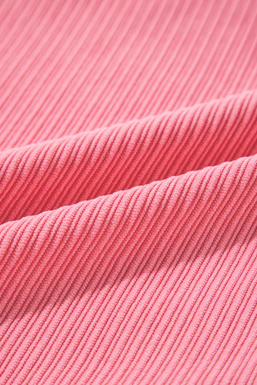 Bonbon Corduroy Button-Up Shacket with Flap Detail and Side Splits