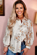 Floral Silky Button-Up Long Sleeve Shirt