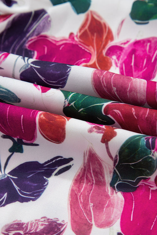 Floral Contrast Stripe Long Sleeve Mini Dress