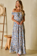 Boho Paisley Off-Shoulder Maxi Dress