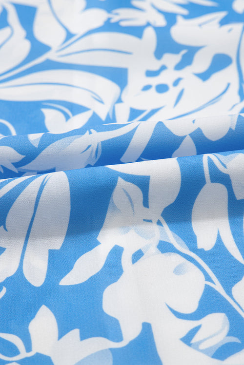 Floral V-Neck Puff Sleeve Flowy Maxi Dress